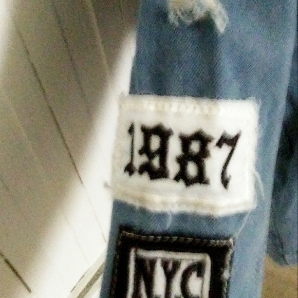 Distressed Denim Jacket with Patches - Picture 3 of 4